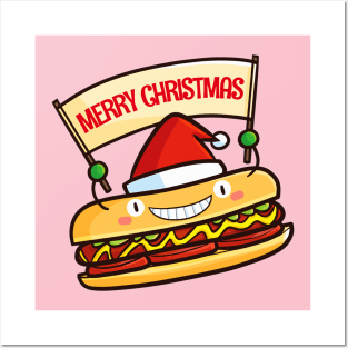 Cute christmas hot dog Posters and Art